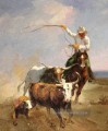 der cowheards und 3 cattles Originale Westernkunst